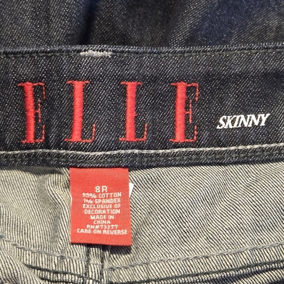 ELLE Womens Low Rise Dark Wash Hurricane Stretch Skinny Denim Jeans Size 8 - Picture 8 of 13